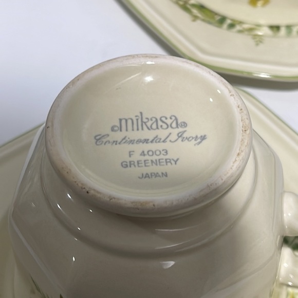 Mikasa Continental Ivory Greenery porcelain tea 4 cups saucers and Sugar bowl - Picture 10 of 13